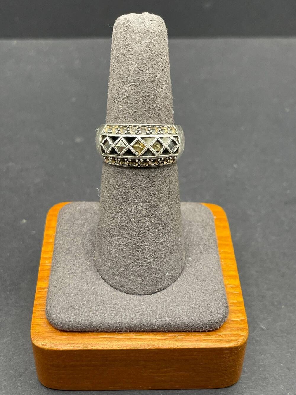Sterling Silver 925 Decorative Band Ring Lattice Design Filigree Fashion Jewelry